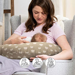 Boppy Nursing Pillow Original Support, Tan Pebbles, Ergonomic Nursing Essentials for Bottle and Breastfeeding, Firm Hypoallergenic Fiber Fill, with Removable Nursing Pillow Cover, Machine Washable