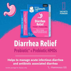 Gerber Supplements for Baby Diarrhea Relief, 0-3 Yrs, Baby Diarrhea Relief, Acute Infectious Diarrhea & Antibiotic-associated Diarrhea, Probiotic & Prebiotic HMOs, Gluten-Free, Sachets