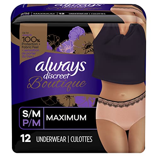 Always Discreet Boutique, Incontinence & Postpartum Underwear For Women,  Maximum Protection, Large, 18 Count 