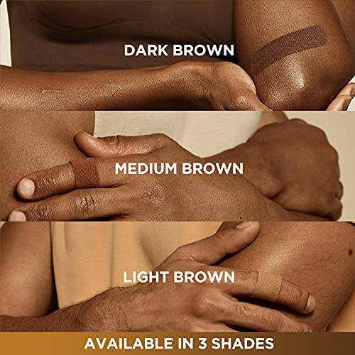 Band-Aid Brand Flexible Fabric Adhesive Bandages, Flexible Protection & Care of Minor Cuts & Scrapes, Quilt-Aid Pad for Painful Wounds, Medium Brown Skin Tone (BR55), Assorted Sizes, 30 ct