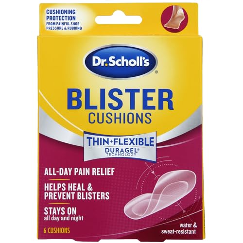 Dr. Scholl's BLISTER CUSHION with Duragel Technology, 6ct. Heal and Prevent Blisters with Cushioning that is Water and Sweat-Resistant, Thin, Flexible and Nearly Invisible