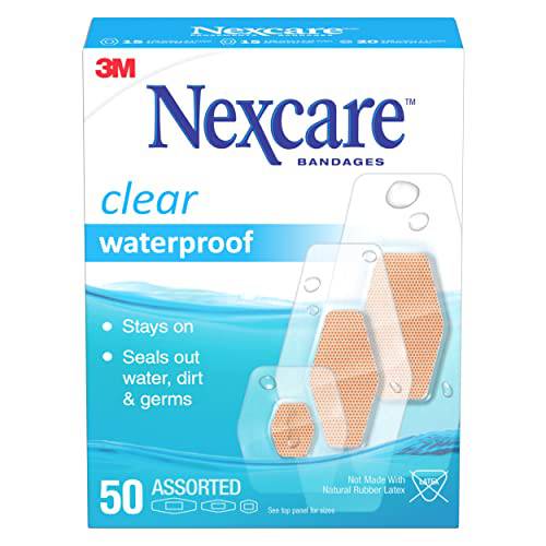 Nexcare™ Clear Waterproof Bandages 432-50-CA, Assorted Sizes, 50/Pack