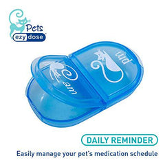 EZY DOSE Pet Pill, Medicine, Vitamin Organizer Box | 2 Times a Day, AM PM for Cat | Travel Sized | Transparent Lids, Blue