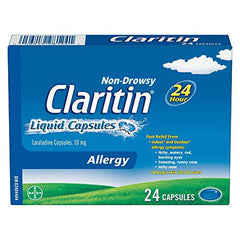 Claritin Liquid Capsules Allergy Medicine, Fast-Acting 24-Hour Non-Drowsy Relief 10 mg, 24 Capsules