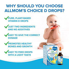 Vitamin D Drops 400IU, 0 to 3 Year Olds, 30 ml - Allmom's Choice