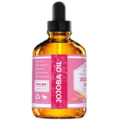 Jojoba Oil by Leven Rose, Pure Cold Pressed Natural Unrefined Moisturizer for Skin Hair Body and Nails 4 oz