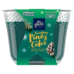 Glade Scented Candle, Twinkling Pine & Cedar, Limited Edition, 3-Wick Candle, Air Freshener Infused with Essential Oils for Home Fragrance, 1 Count