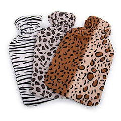 Bodico Cute Leopard Print Novelty Gift Cozy Hot Water Bottle with Cover-1.7L, Brown-Perfect for Winter Season, Heating Pad to Relieve Pain for Muscles,Stress and Cramps