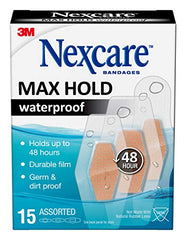 Nexcare Max Hold waterproof bandages, Assorted, 15count