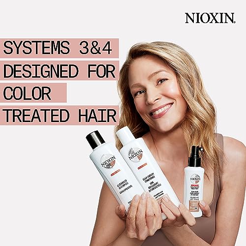 Nioxin System 3 Scalp Cleansing Shampoo with Peppermint Oil, For Color Treated Hair with Light Thinning, 10.1 fl oz