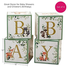 Kate Aspen Block Box (Set of 4) Woodland Baby, One Size, Shower Advice Card & Game (Set of 50), 28593NA