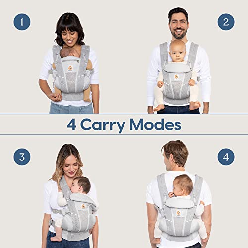 Ergobaby Omni Breeze All Carry Positions Breathable Mesh Baby Carrier Newborn to Toddler with Enhanced Lumbar Support & Airflow (7-45 Lb), Soft Olive Diamond