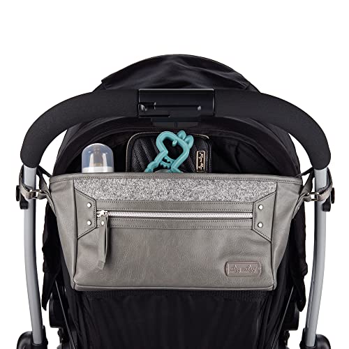 Itzy Ritzy Adjustable Stroller Caddy – Stroller Organizer Featuring Two Built-in Pockets, Front Zippered Pocket and Adjustable Straps to Fit Nearly Any Stroller, Grayson, CAD5001