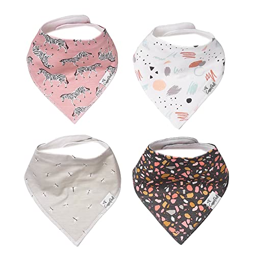 Baby Bandana Drool Bibs for Drooling and Teething 4 Pack Gift Set ''Zella'' by Copper Pearl', 12 x 10 x 0.2 inch