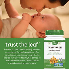 Nature's Way Fenugreek Seed – Breastfeeding Supplement – Lactation Support to Help Mothers Increase Breast Milk Production, Non-GMO - 180 Vegetarian Capsules, Value Size