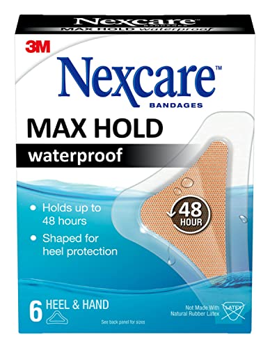 Nexcare Max Hold waterproof bandages, Hand/Heel, 6count