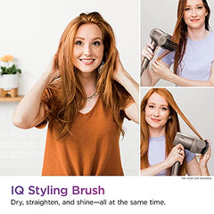 Shark XSKHD1SB IQ Styling Brush, Auto Preset Attachment for HyperAIR Blow Dryers, Rotatable Hot Brush, Styling Tools, For Straight, Wavy, Curly, and Coily Hair, Straight and Shiny Blowout, Stone
