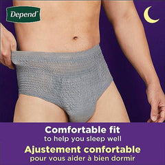 Depend Night Defense Adult Incontinence Underwear for Men, Disposable, Overnight, Small/Medium, Grey, 16 Count