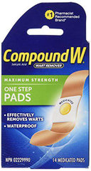 Compound W Wart Remover, One Step Pads - 14 Count - Salicylic Acid, Maximum Strength, For Treatment & Common/Plantar Wart Removal