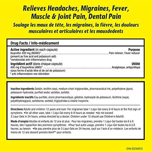 Advil Extra Strength Liqui-Gels for Headaches, Migraines, and Pain Relief, 400 mg Ibuprofen, 24 Count