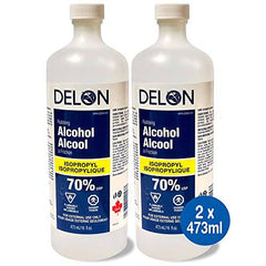 Club Supreme Delon Rubbing Alcohol 70% U.S.P. Sterilization Solution Made in Canada, 473 ml (Pack of 2) (A-1390), Tranparent