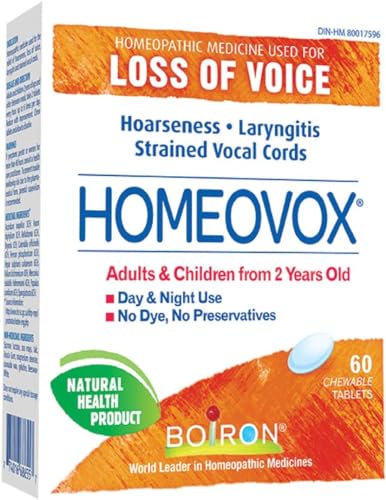 Boiron Homeovox, 60 Tablets, Homeopathic Medicine for hoarseness, loss of voice, laryngitis and strained vocal chords