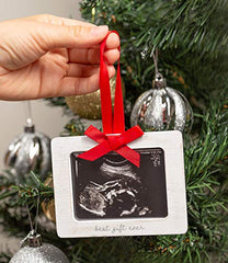 Pearhead Sonogram Picture Ornament, Baby Ornament, Gift for Expecting Parents, Ultrasound Photo Frame, Rustic Christmas