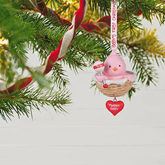 Hallmark Keepsake Christmas Ornament 2022 Year-Dated, Baby Girl's First Christmas, Pink Bird (1599QGO2283)