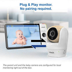 VTech Video Baby Monitor with 7” High Definition 720p Display, 360 Degree Panoramic Viewing Pan & Tilt HD Camera, VM919HD (White)