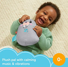 Fisher-Price Chill Vibes Walrus Soother, Take-Along Musical Plush Toy with Calming Vibrations for Infants