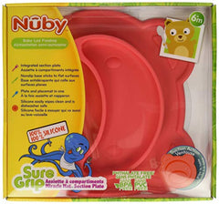 Nuby 537076PK Sure Grip Silicone Miracle Mat Section Bear Plate, Red