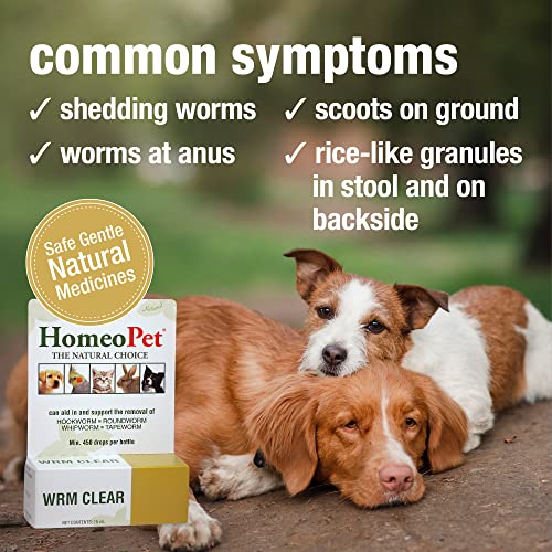 HomeoPet WRM Clear, Natural Worm Treatment for Dogs, Cats, and More, 15 Milliliters
