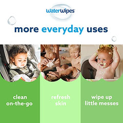 WaterWipes Plastic-Free Textured Clean, Toddler & Baby Wipes, 99.9% Water Based Wipes, Unscented & Hypoallergenic for Sensitive Skin, 240 Count (4 packs), Packaging May Vary