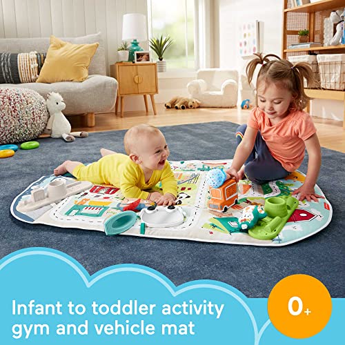 Fisher-Price Large Activity City Gym To Jumbo Playmat With Music Lights Vehicles & Baby Toys For Infant To Toddler Play