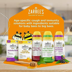 Zarbee's Baby Soothing Cough Syrup, Sore Throat Relief, Naturally Sourced Honey, Dye-Free, Peach & Honey Flavour, 59 mL