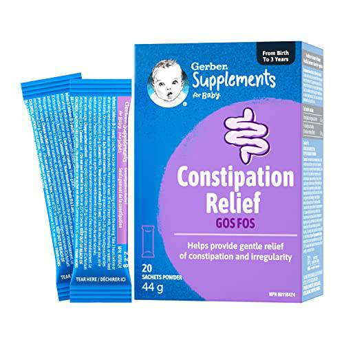 Gerber Supplements for Baby Constipation Relief (GOS FOS), 0-3 Years, For Constipation & Irregularity, No Additives, Colours, Flavours or Artificial Sweetener, Sachets