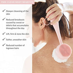 PMD Clean Body - Smart Body Cleansing Device with Silicone Brush & Three Interchangeable Attachments - Waterproof - SonicGlow Vibration - Cleanse, Exfoliate, & Massage Body