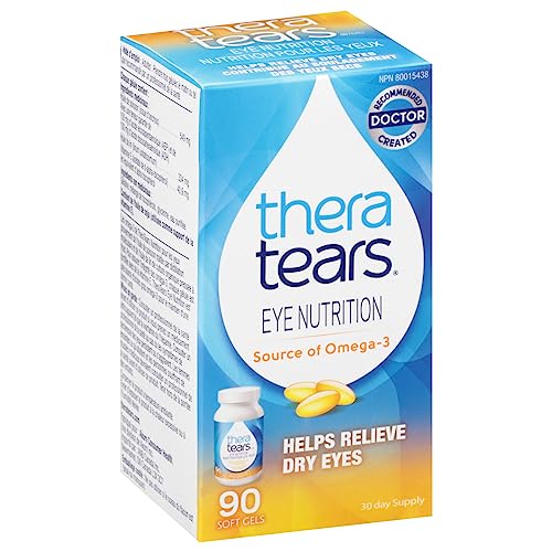 Thera Tears Nutrition Capsules for Dry Eyes - 90 Count - Eye Treatment With Omega-3