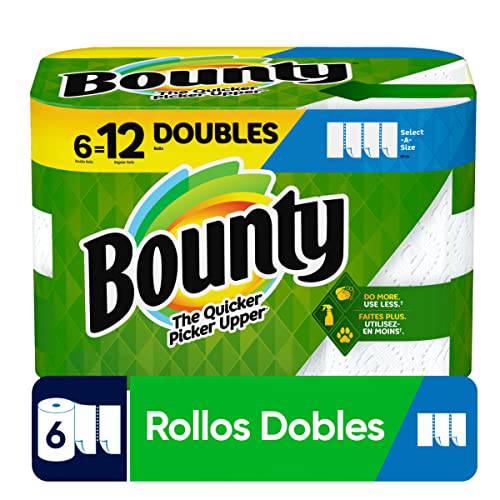 Bounty Select-A-Size Paper Towels, White, 6 Double Rolls = 12 Regular Rolls - Zecoya