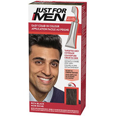 Just For Men Easy Comb-In Color, Grey Hair Coloring for Men with Comb Applicator - Rich Black, A-65 (1 Count)