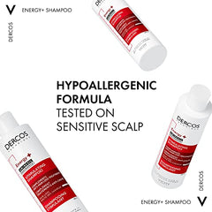 Vichy Dercos Energising Fortifying Hair Care Shampoo For Sensitive Scalp For Men and Women. Tested Under Dermatological Control and Recommendent by Dermatologists. With Niacinamide, Panthenol And Vitamin B5 to Protect, Fortify and Strengthen. 200 ml