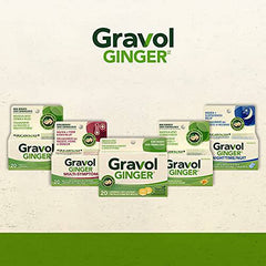 Gravol Ginger Tablets, Nausea & Upset Stomach Relief, Non Drowsy, 20 mg Organic Ginger Extract, 20 Tablets