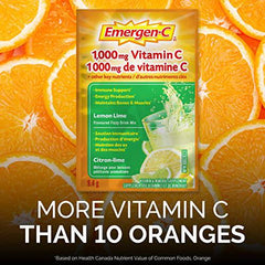 Emergen-C Immune Support Fizzy Drink Mix, A Boost of Vitamins and Minerals, Lemon Lime, 30 Sachets