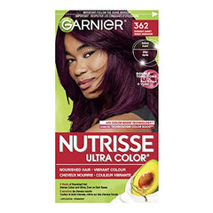 Garnier Nutrisse Ultra Color Permanent Hair Dye, Double Tone Reds Burgundy Garnet (Shade 362), Vibrant Color Enriched with Avocado Oil - 1 Application