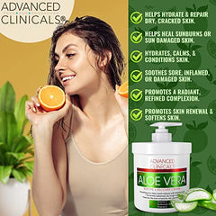 Advanced Clinicals Aloe Vera + Vitamin C + Hyaluronic Acid Face & Body Cream Moisturizing Skin Care Lotion, Skincare Moisturizer For Dry Skin, Age Spots, Blotchy Skin, & Sun Damaged Skin, Large 16 Oz