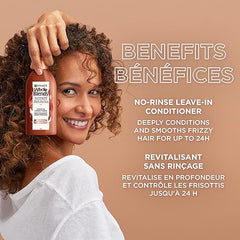 GARNIER Whole Blends Sustainably Sourced Coconut Oil and Cocoa Butter Leave in Conditioner Treatment to Smooth and Control Frizzy Hair, 5.1 Fl Oz