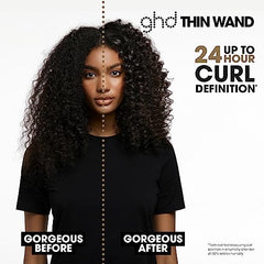 ghd Thin Wand Hair Curler ― 0.5" Hair Curler Wand with Safer-for-Hair Styling Tool Temperature, Perfect Curling Wand to Create Tight Curls in Seconds with All Day Curl Hold ― Black