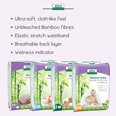 Aleva Naturals Hypoallergenic Bamboo Baby Diapers for Newborn, Ultra Soft, Sensitive Skin Friendly, Biodegradable, Disposable - Size 4 (20-30 lbs / 9-13kg), 26 Count, Unbleached