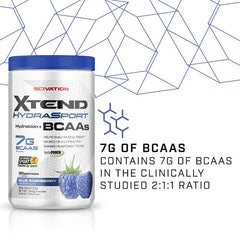 XTEND Hydrasport BCAA Powder Blue Raspberry | Informed-Sport Certified + Sugar Free Post Workout Muscle Recovery Drink with Amino Acids | 7g BCAAs for Men & Women | 30 Servings