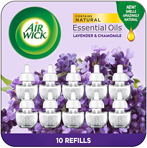 Air Wick Plug in Scented Oil Refills, Lavender and Chamomile, Eco Friendly, Essential Oils, Air Freshener, 0.67 Fl Oz (Pack of 10)